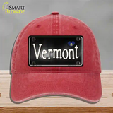 Vermont Flag Script Novelty License Plate Hat Unconstructed Cotton / Red