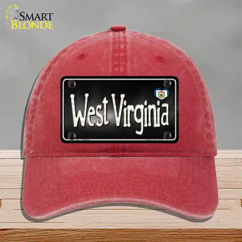 West Virginia Flag Script Novelty License Plate Hat Unconstructed Cotton / Red