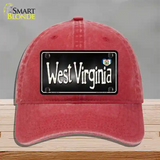 West Virginia Flag Script Novelty License Plate Hat Unconstructed Cotton / Red