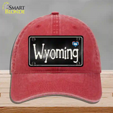 Wyoming Flag Script Novelty License Plate Hat Unconstructed Cotton / Red