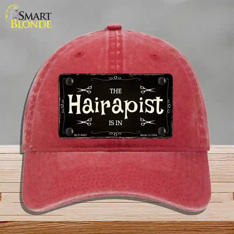 Hairapist Novelty License Plate Hat Unconstructed Cotton / Red