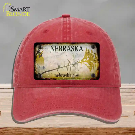 Nebraska Gov Rusty Blank Novelty License Plate Hat Unconstructed Cotton / Red