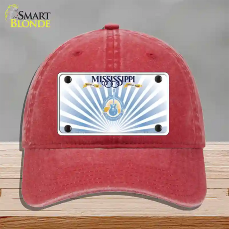 Mississippi Creative Culture Blank Novelty License Plate Hat Unconstructed Cotton / Red