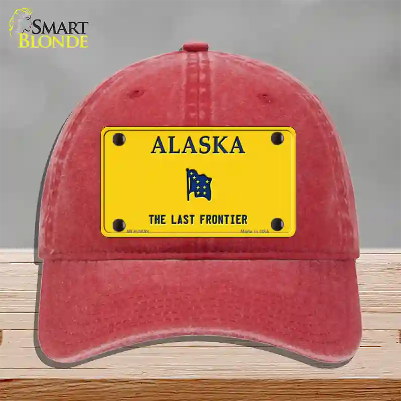 Alaska State Blank Novelty License Plate Hat Unconstructed Cotton / Red / Alaska Frontier (9509):https | Clean | Yes