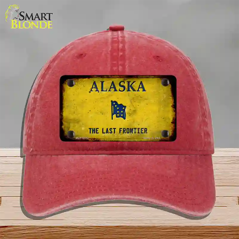 Alaska State Blank Novelty License Plate Hat Unconstructed Cotton / Red / Alaska Frontier (9509):https | Rusty | Yes