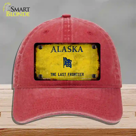 Alaska State Blank Novelty License Plate Hat Unconstructed Cotton / Red / Alaska Frontier (9509):https | Rusty | Yes