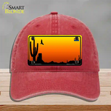 AZ Blank Scenic Novelty License Plate Hat Unconstructed Cotton / Red