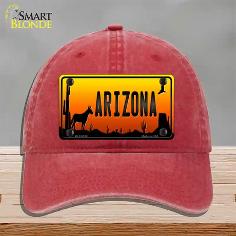 Donkey Arizona Scenic Novelty License Plate Hat Unconstructed Cotton / Red