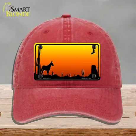 Donkey Blank Scenic Novelty License Plate Hat Unconstructed Cotton / Red