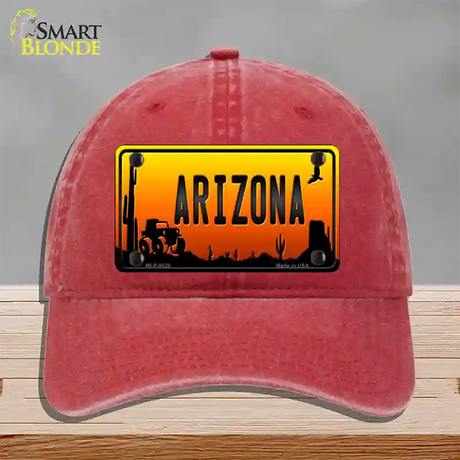 Jeep Arizona Scenic Novelty License Plate Hat Unconstructed Cotton / Red