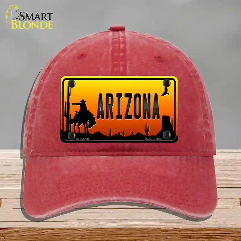 Rodeo Arizona Scenic Novelty License Plate Hat Unconstructed Cotton / Red