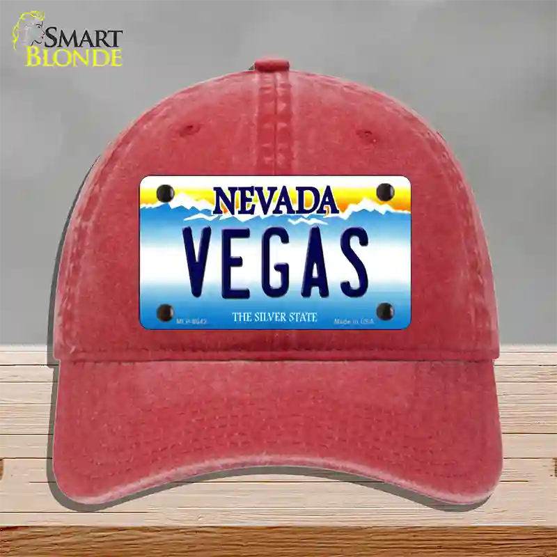 Vegas Nevada Novelty License Plate Hat Unconstructed Cotton / Red