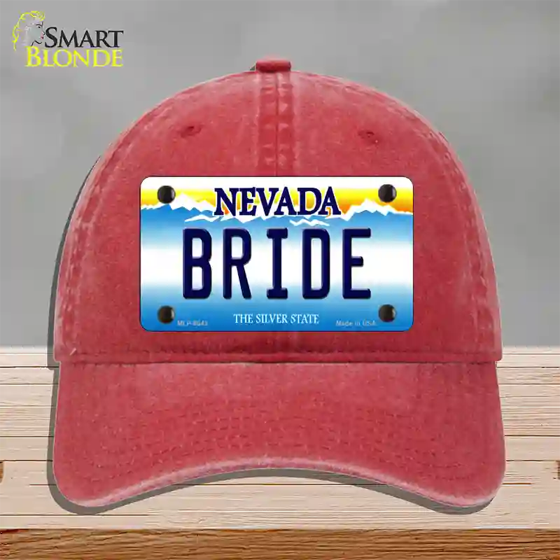 Bride Nevada Novelty License Plate Hat Unconstructed Cotton / Red