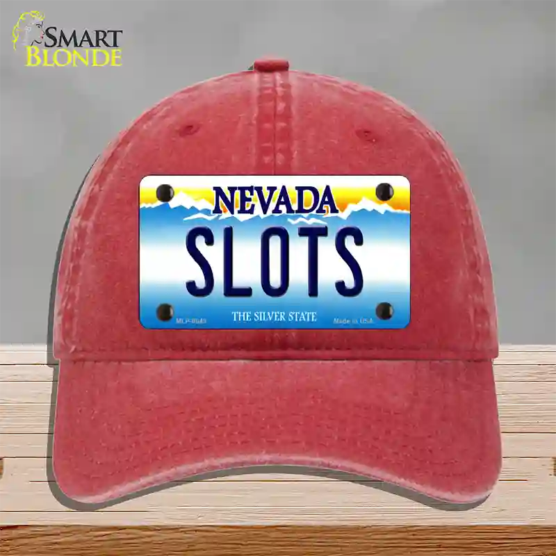 Slots Nevada Novelty License Plate Hat Unconstructed Cotton / Red