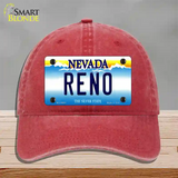 Reno Nevada Novelty License Plate Hat Unconstructed Cotton / Red