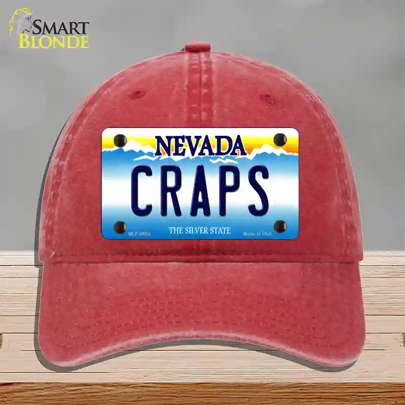 Craps Nevada Novelty License Plate Hat Unconstructed Cotton / Red