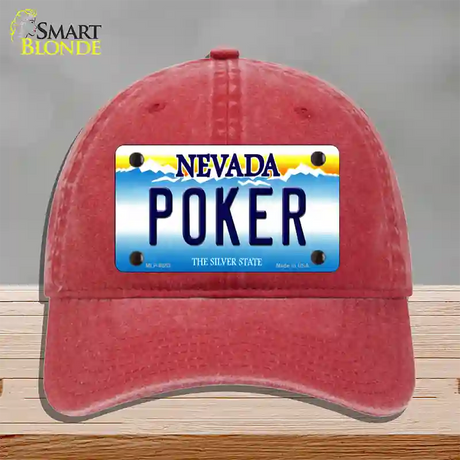 Poker Nevada Novelty License Plate Hat Unconstructed Cotton / Red