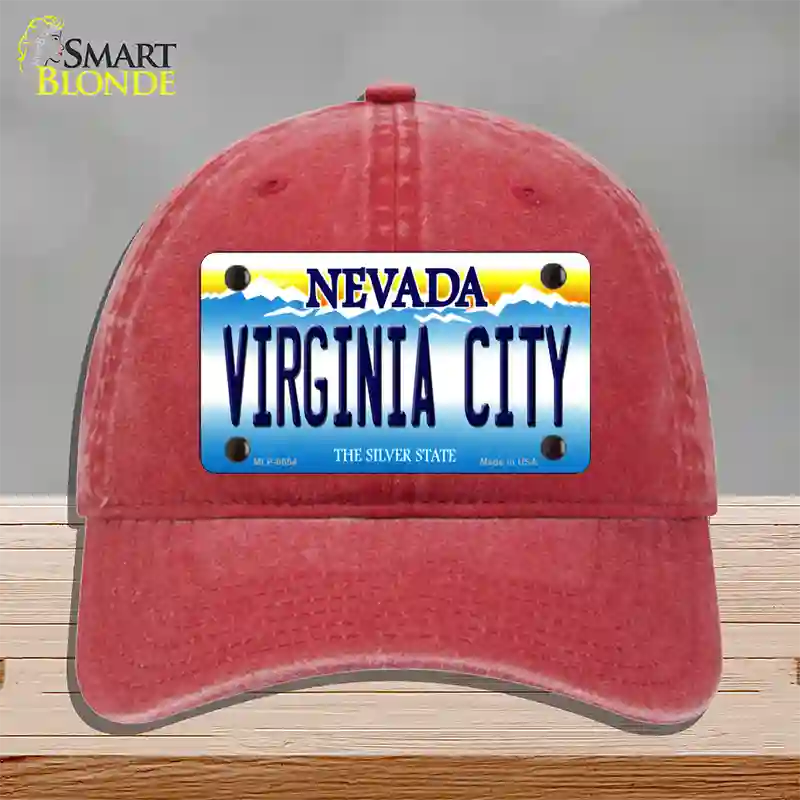 Virginia City Nevada Novelty License Plate Hat Unconstructed Cotton / Red