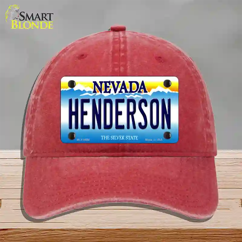 Henderson Nevada Novelty License Plate Hat Unconstructed Cotton / Red