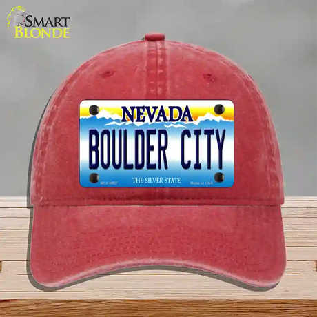 Boulder City Nevada Novelty License Plate Hat Unconstructed Cotton / Red