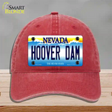 Hoover Dam Nevada Novelty License Plate Hat Unconstructed Cotton / Red