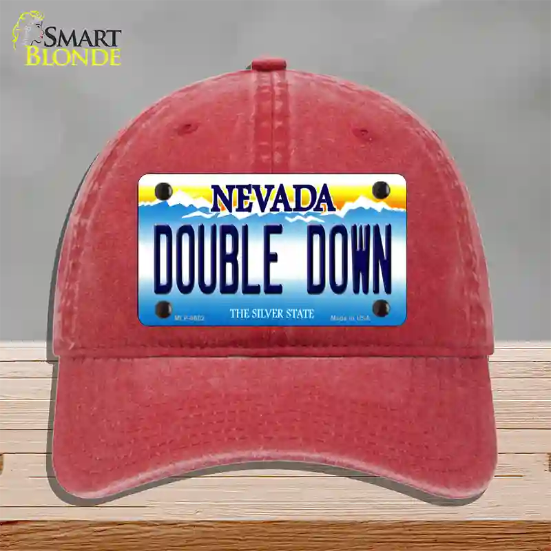 Double Down Nevada Novelty License Plate Hat Unconstructed Cotton / Red