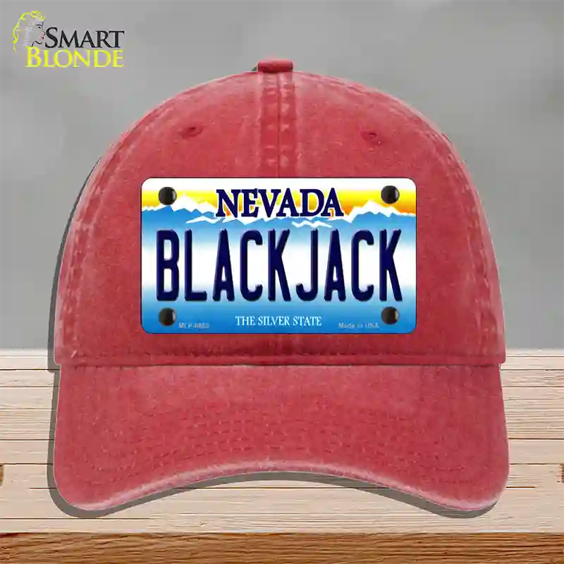 Black Jack Nevada Novelty License Plate Hat Unconstructed Cotton / Red