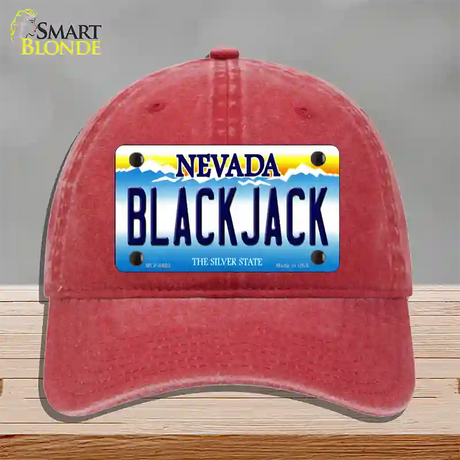 Black Jack Nevada Novelty License Plate Hat Unconstructed Cotton / Red