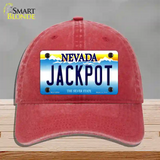 Jack Pot Nevada Novelty License Plate Hat Unconstructed Cotton / Red