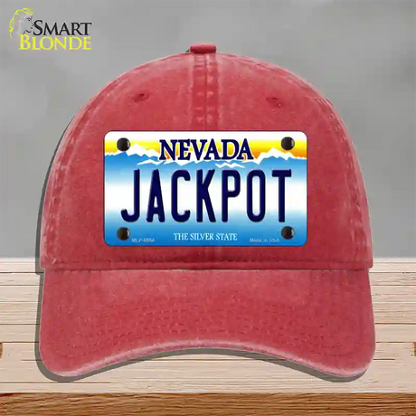 Jack Pot Nevada Novelty License Plate Hat Unconstructed Cotton / Red