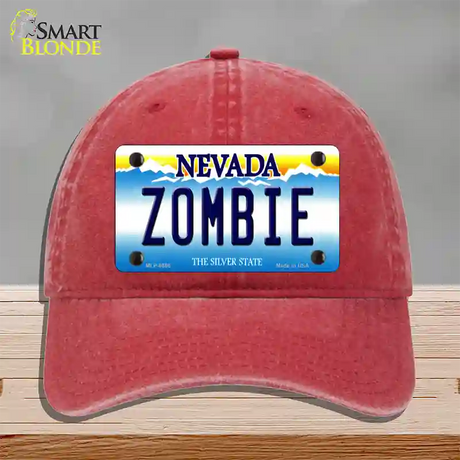 Zombie Nevada Novelty License Plate Hat Unconstructed Cotton / Red