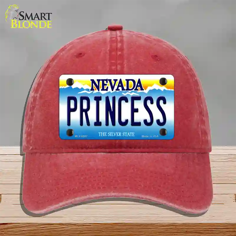 Princess Nevada Novelty License Plate Hat Unconstructed Cotton / Red