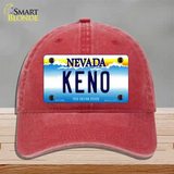 Keno Nevada Novelty License Plate Hat Unconstructed Cotton / Red