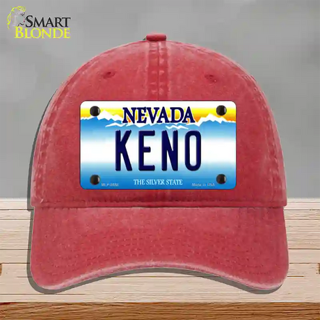 Keno Nevada Novelty License Plate Hat Unconstructed Cotton / Red