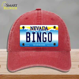 Bingo Nevada Novelty License Plate Hat Unconstructed Cotton / Red