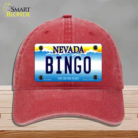 Bingo Nevada Novelty License Plate Hat Unconstructed Cotton / Red