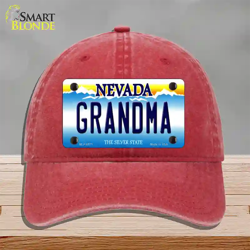 Grandma Nevada Novelty License Plate Hat Unconstructed Cotton / Red