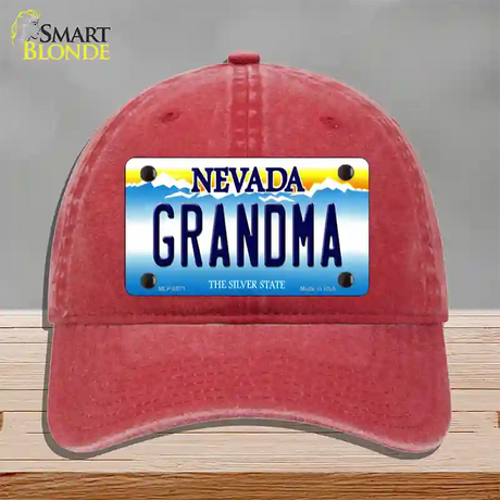 Grandma Nevada Novelty License Plate Hat Unconstructed Cotton / Red