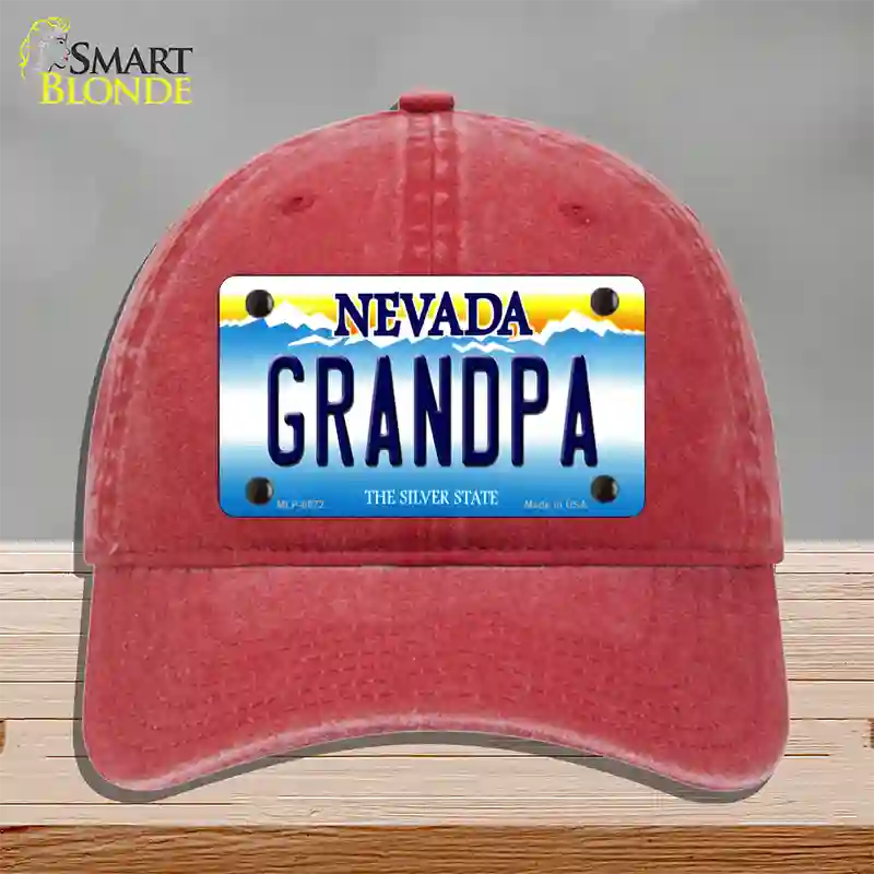 Grandpa Nevada Novelty License Plate Hat Unconstructed Cotton / Red