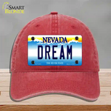 Dream Nevada Novelty License Plate Hat Unconstructed Cotton / Red