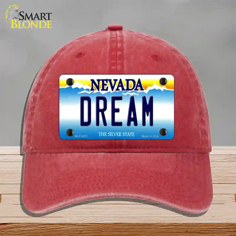 Dream Nevada Novelty License Plate Hat Unconstructed Cotton / Red