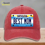 Best Mom Nevada Novelty License Plate Hat Unconstructed Cotton / Red