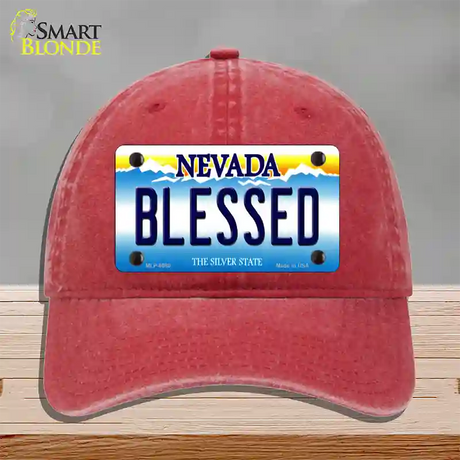 Blessed Nevada Novelty License Plate Hat Unconstructed Cotton / Red