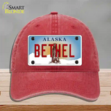 Bethel Alaska State Novelty License Plate Hat Unconstructed Cotton / Red