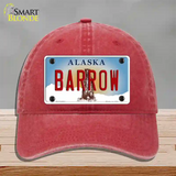 Barrow Alaska State Novelty License Plate Hat Unconstructed Cotton / Red