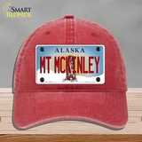 Mt McKinley Alaska State Novelty License Plate Hat Unconstructed Cotton / Red