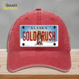 Gold Rush Alaska State Novelty License Plate Hat Unconstructed Cotton / Red