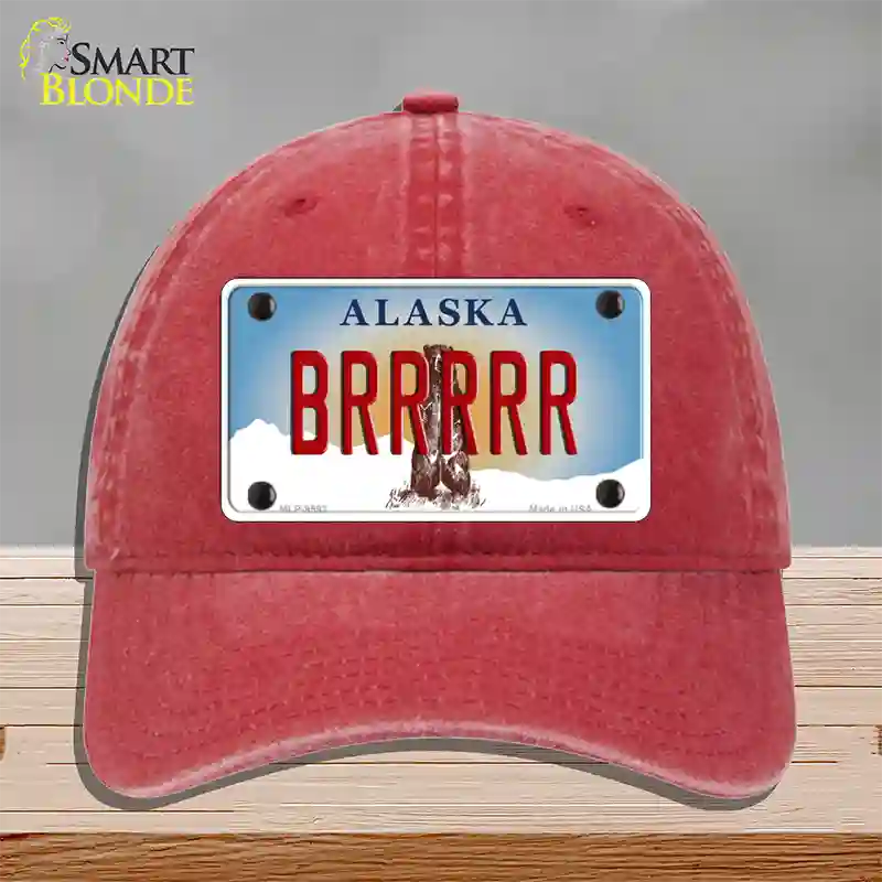 Brrrrr Alaska State Novelty License Plate Hat Unconstructed Cotton / Red