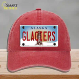 Glaciers Alaska State Novelty License Plate Hat Unconstructed Cotton / Red