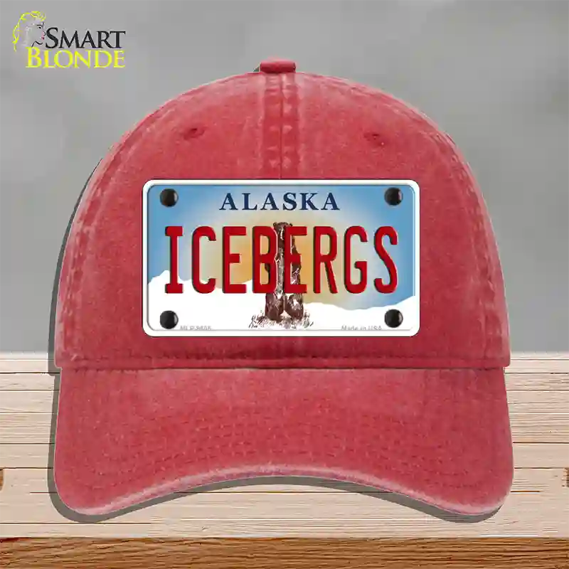 Icebergs Alaska State Novelty License Plate Hat Unconstructed Cotton / Red